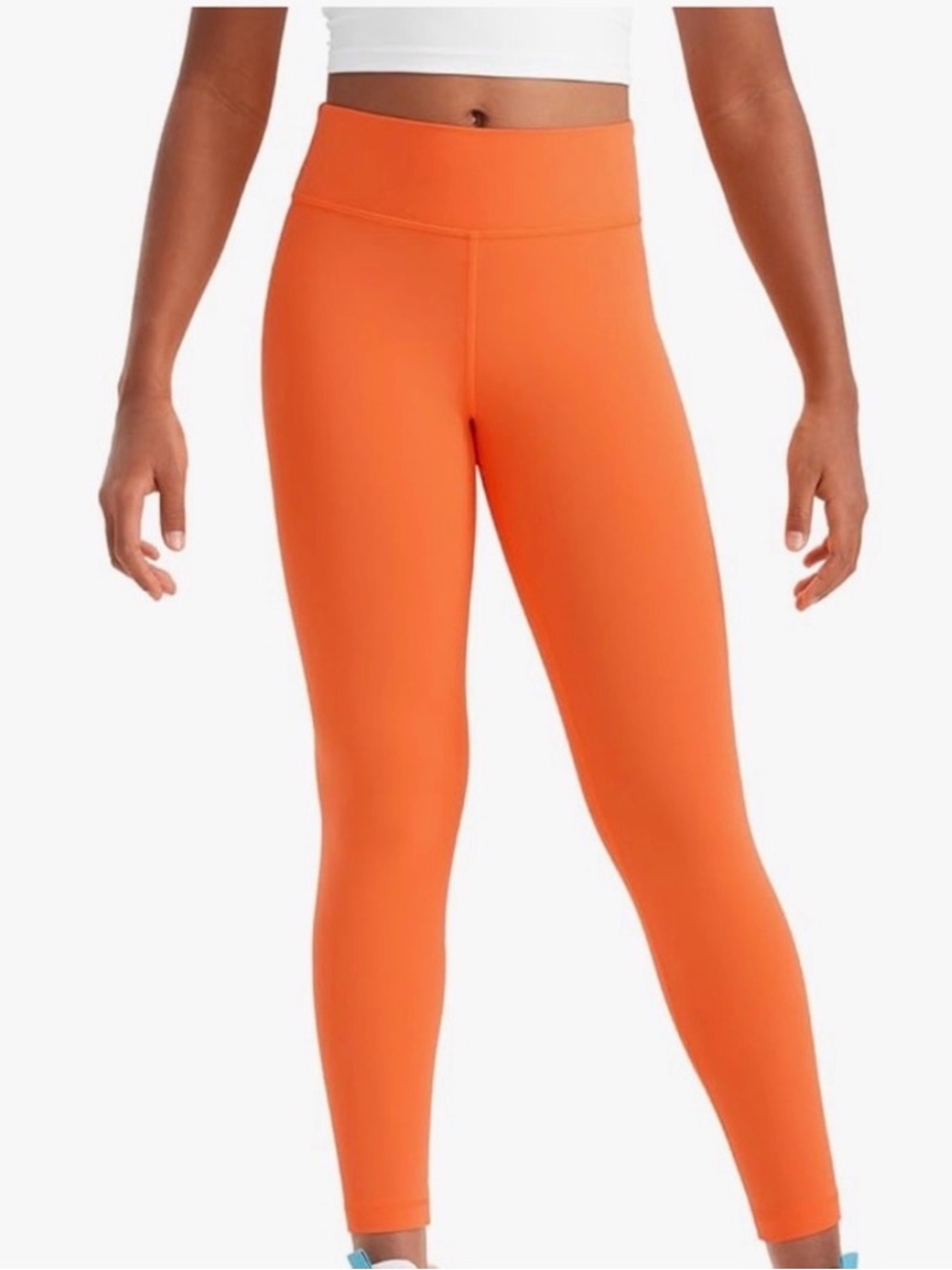 CRZ YOGA Girls' Bright Orange High-Waist Leggings
